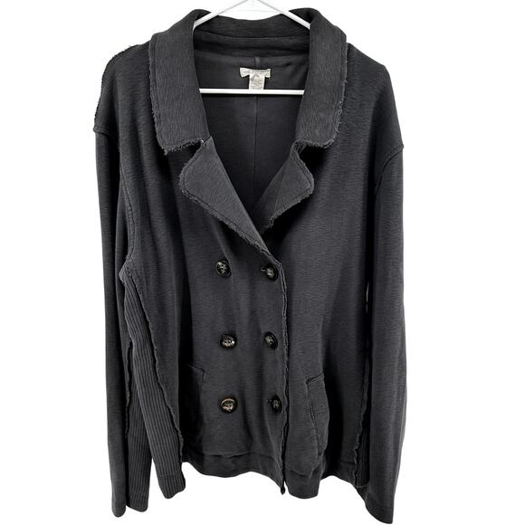 Mod o Doc Jackets & Blazers - Mod O Doc Double Breasted Jacket Knit Cotton Distressed Pockets Gray XL